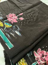 Lotus Black Batik Print Cotton Blouse Piece