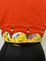Orange Yellow Applique Embroidery Blouse  - thesaffronsaga
