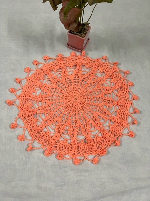 Peach Round Crochet Doily  - thesaffronsaga