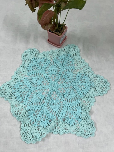 Powder Blue Star Crochet Doily  - thesaffronsaga