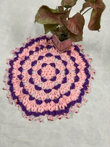 Pink Purple Round Crochet Doily  - thesaffronsaga