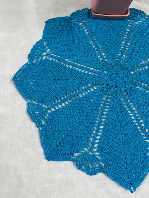 Blue Flower Round Crochet Doily  - thesaffronsaga
