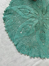 Sea Green Round Crochet Doily  - thesaffronsaga