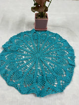 Sea Blue Round Crochet Doily  - thesaffronsaga