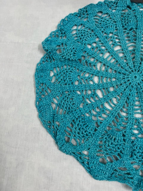 Sea Blue Round Crochet Doily  - thesaffronsaga