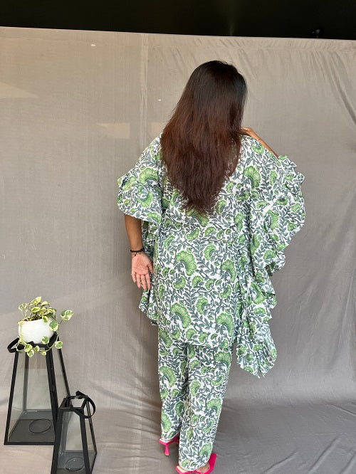 Green Floral Print Co-ord Set for Women