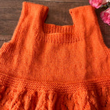 Orange Handknitted Woollen Frock For Girls  - thesaffronsaga