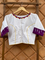 Purple White Ikkat Embroidered Blouse  - thesaffronsaga