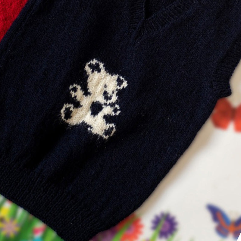 Black Handknitted Woollen Sleeveless Pullover  - thesaffronsaga