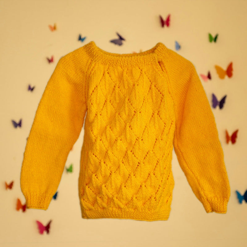 Yellow Handknitted Woollen Pullover  - thesaffronsaga