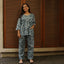 Grey Floral Block Print Cotton Jammies Set
