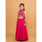Solid Fuchsia pink lehnga skirt top set