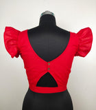 Red Cocktail Cotton Blouse  - thesaffronsaga