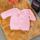 Peach pink hand-knitted soft wollen infant set  - thesaffronsaga