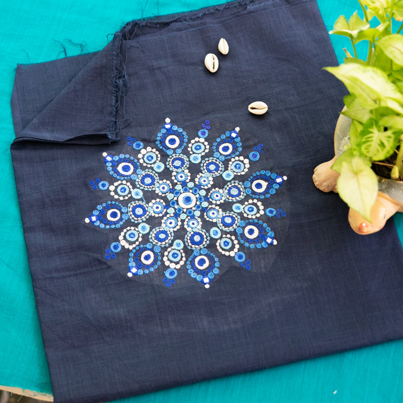 Nazarbattu Unstitched Cotton Embroidered Blouse  - thesaffronsaga