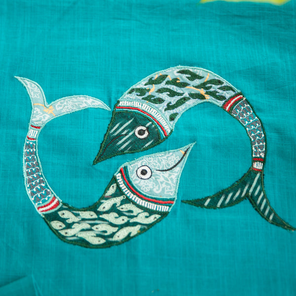 Nazarbattu Unstitched Cotton Embroidered Blouse  - thesaffronsaga