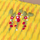 Yellow Hand Embroidered Ikkat Blouse Material  - thesaffronsaga