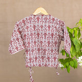 Maroon White Bagh Print Angrakha Crop Top Style Blouse  - thesaffronsaga