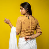 Beige Dobby Handloom Cotton Blouse  - thesaffronsaga