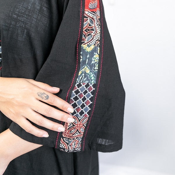 Multicolor - Ajrakh Block Print Patchwork Cotton Kaftan (Short) 43 main image 0