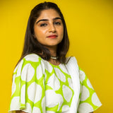 Gree White Polka Dot Anadi Bobby Blouse  - thesaffronsaga