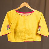 Yellow Handpainted Cotton Blouse  - thesaffronsaga