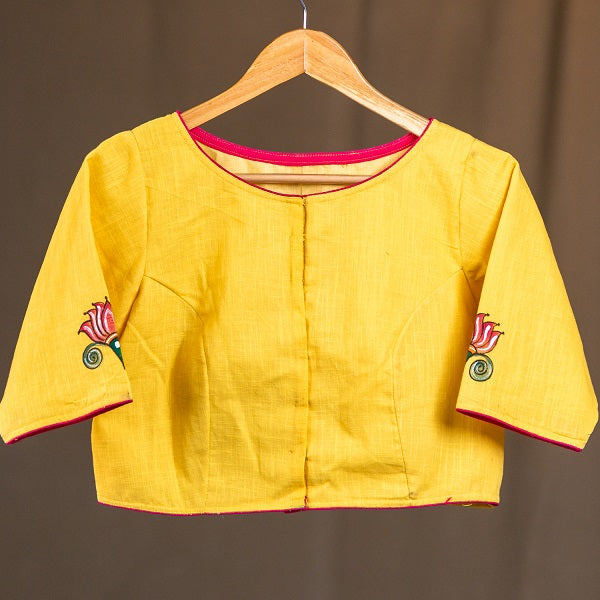 Yellow Handpainted Cotton Blouse  - thesaffronsaga