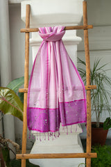 Lilac Mauve Wool Hand Embroidered Stole  - thesaffronsaga