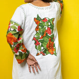 White Embroidered Floral Nighty Dress  - thesaffronsaga