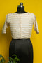 Cream Beige Handloom Silk Mughal Yoke Blouse