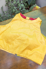 Yellow  Cotton Embroidered Padded Blouse  - thesaffronsaga