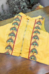 Yellow  Cotton Embroidered Padded Blouse  - thesaffronsaga