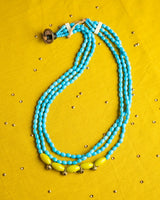 Turquoise Beaded Triple Layered Tribal Necklace  - thesaffronsaga