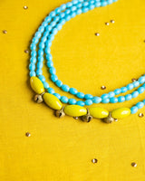 Turquoise Beaded Triple Layered Tribal Necklace  - thesaffronsaga