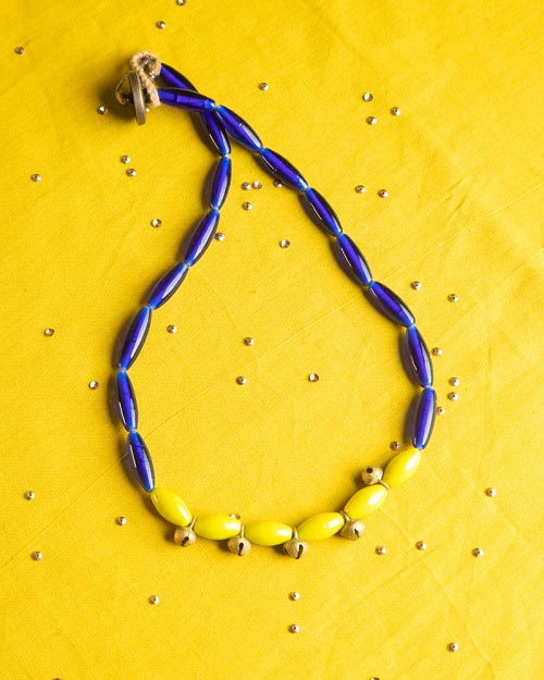 Blue Green Beaded Tribal Necklace  - thesaffronsaga