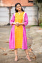 Priyamvada - Pink Orange Ikkat Cotton Dress