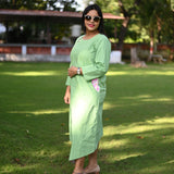 Pista Green Uneven Hemline Dress for Moms  - thesaffronsaga
